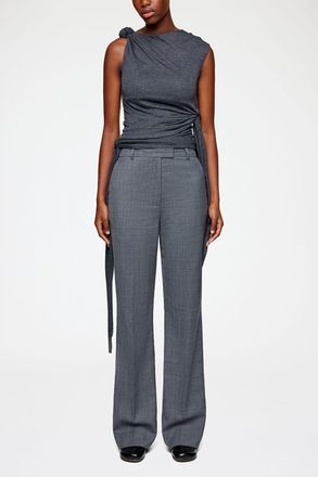 Ganni Mixed Trousers in Grey Wool Melange