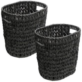 Happimess Resin 4.5-Gallon Tapered Oval Wicker Watebasket with Handles in Black at Nordstrom