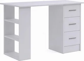 Home Heavenly Home Heavenly - Mesa Escritorio Deski, Gran Capacidad De Almacenaje, Con 3 Cajones Y 3 Estantes, 120x72x49 Cm. Color: Blanco