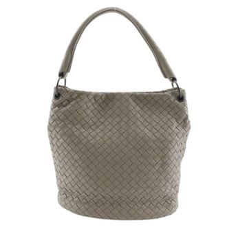 Bottega Veneta Pre-owned Bucket Bags, female, Gray, Size: ONE SIZE Pre-owned Vintage Intrecciato Shoulder Bag