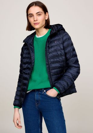 Tommy Hilfiger Steppjacke TOMMY HILFIGER LW PADDED GLOBAL STRIPE JACKET, Damen, Gr. XXL (44), blau (desert_sky), Web, Obermaterial: 100% Polyester, unifarben, Basic,