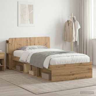 Berkfield Home Bed Frame with Storage Artisan Oak 90 x 190 cm Engineered Wood in Brown