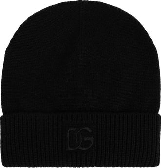 Dolce & Gabbana Cashmere muts met applicatie - Dames - Hoeden - Zwart - ONE Size - Kasjmier - Accessoires
