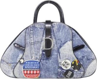 Dior Pre-owned Denim Leather Handbag - Dames - Vintage Handtas - Blauw - ONE Size - Denim - Vintage