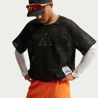 Nike Mens Nike ACG Radical AirFlow Dri-FIT Short-Sleeve Trail Running Top in Grey | IV5366-060