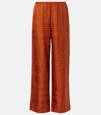 Toteme Monogram silk twill pajama pants