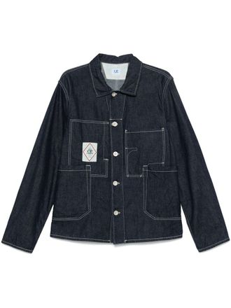 C.P. Company logo-patch denim jacket - men - Cotton - L - Blue