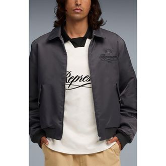 Puma x Represent Nylon Bomber Jacket in Flat Dark Gray at Nordstrom, Size Large