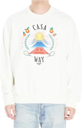 Casablanca Graphic Print Crewneck Sweatshirt - Heren - Sweatshirts - Wit - L - Hoodies & sweatvesten