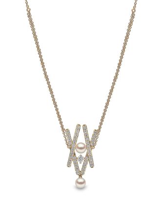 Yoko London 18kt yellow gold Sleek Akoya pearl diamond pendant necklace - women - 18kt Yellow Gold/Diamond/Pearl - One Size