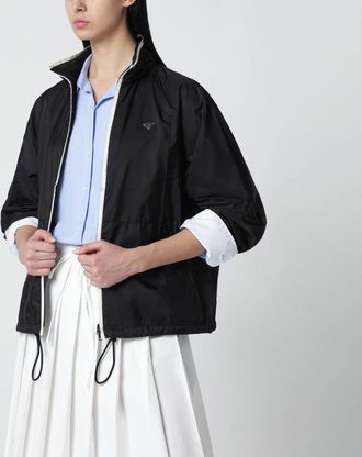 Prada Black/vanilla Re-Nylon zip blouson