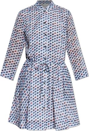 Tory Burch Mini-overhemdjurk met print - Dames - Shirt Kleedjes - Blauw - 4XS - Katoen - Kleedjes