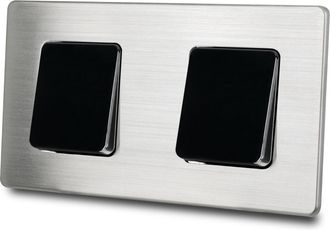 OEM Interruptor De Luz De Doble Cruz, Acero Negro Cepillado