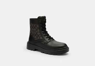 Coach Mens Combat Boot With Signature Jacquard in Grey, Size 10.5