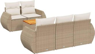 vidaXL Juego De Sof&aacute;s Jard&iacute;n Con Cojines 6 Pzas Rat&aacute;n Sint&eacute;tico Beige Vidaxl