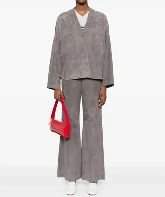 Forte_Forte Light Suede High Waist Pants In Ombra