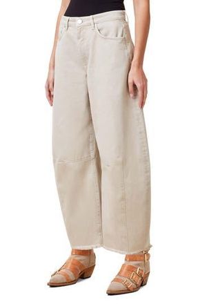 AllSaints Jett Frayed Hem Loose Barrel Jeans in Cream White at Nordstrom Rack, Size 31