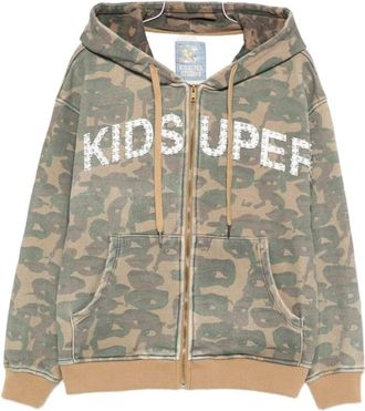KidSuper Studios Hd-01 Camouflage Hoodie - Heren - Vesten met rits - Groen - 2XL - Katoen - Hoodies & sweatvesten