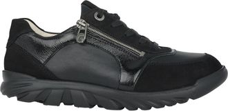 Ganter Wide Fit Zwarte Leren Sneaker - Dames - Sneakers - Zwart - 37 1/2 EU - Leer - Schoenen