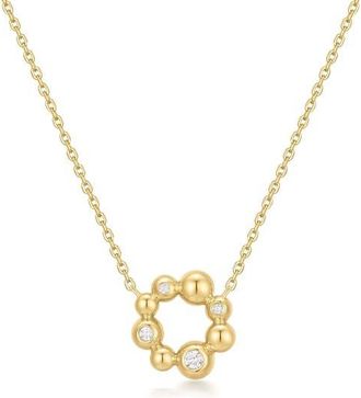 Ania Haie Cubic Zirconia Beaded Circle Pendant Necklace in Shiny Gold at Nordstrom