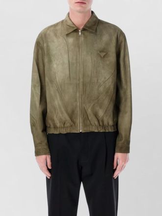Prada suede leather bomber jacket long sleeves