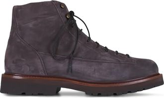 Brunello Cucinelli Stivali stringati in pelle scamosciata - Grigio