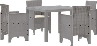 vidaXL Garden Dining Set 5 pcs Light Grey Polt rattan Vidaxl