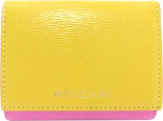 Bulgari Pink Yellow Leather Wallet (Bi-Fold) (Pre-Owned)