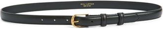 Nili Lotan Jane Leather Belt in Black W/Shiny Brass Buckle at Nordstrom, Size 75
