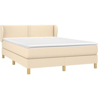 vidaXL Cama Box Spring Con Colch&oacute;n Tela Color Crema 140x190 Cm Vidaxl