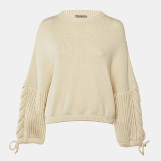 Sportmax Cream Knit Bell Sleeve Sweater