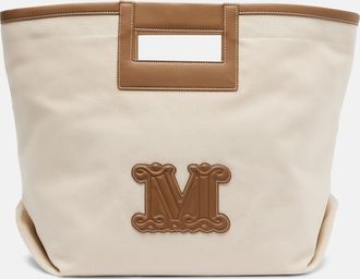 Max Mara Shopper Ecru Small in canvas