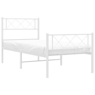 vidaXL Estructura Cama Sin Colch&oacute;n Con Estribo Metal Blanco 100x190 Cm Vidaxl