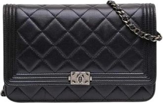Chanel Pre-owned Boy Wallet on Chain - Dames - Vintage Schoudertas - Zwart - ONE Size - Leer - Vintage
