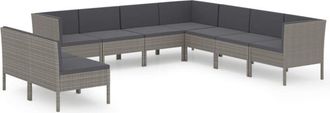 vidaXL Set De Muebles De Jard&iacute;n 9 Pzas Y Cojines Rat&aacute;n Sint&eacute;tico Gris Vidaxl