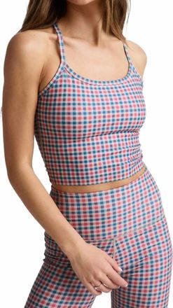 Beyond Yoga Slim Racerback Crop Tank Top In Sunwashed Gingham