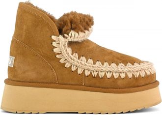 Mou Mini Eskimo Platform Boot In Cognac Suede