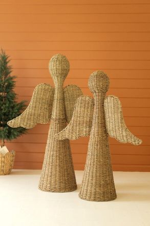 Kalalou Set Of Two Seagrass Angels