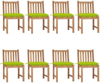 vidaXL Sillas De Jard&iacute;n 8 Unidades Madera Maciza De Teca Con Cojines Vidaxl