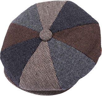 Generic Newsboy Flat Caps Men, Shelby Baker Boy Hats for Men Grey Tweed Vintage Adjustable Peaky 8 Piece Mens Gatsby Beret Hat Button Top (Light Mix Herringbo