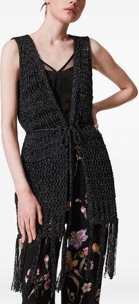 Twin-Set lurex-detail cardigan - women - Viscose/Metallized Polyester - OS - Black