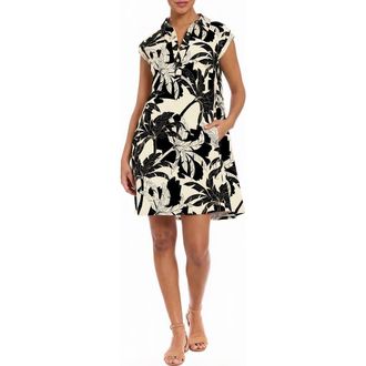 London Times Popover Shirt A-Line Dress in Cream/Black at Nordstrom Rack, Size X-Large