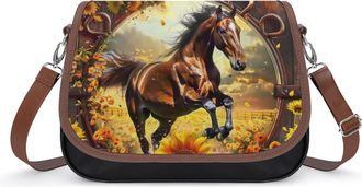 Generic 3D Horse Sunflower Fashion Womens Crossbody Bags Novelty Handbag Shoulder Bag Purse