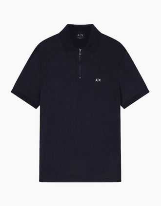 A|X Armani Exchange Mens Slim Fit Stretch Technical Navy Zip Polo Shirt - Size: 42