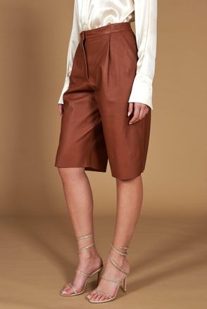 D'Arienzo Pantalone in pelle cuoio sfoderato a ginocchio effetto liscio DArienzo, Seleziona Taglia S, Colore Cuoio
