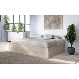 Dmora Cama Doble Caret, Sommier Para Dormitorio, Estructura De Cama Por Habitaci&oacute;n, Estructura Del Sostenedor Del Colch&oacute;n, 169x205 H39 Cm, Blanco - Dmora