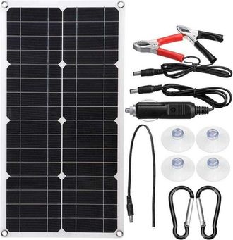 OEM Kit De Panel Solar Con Cargador De Bater&iacute;a Solar, Panel Solar Monocristalino De 12 V Y 25 W, Kit De Panel Solar, Para Rv, Yate, Estaci&oacute;n De Energ&iacute;a, E