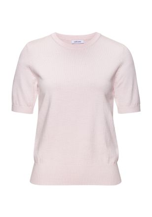 Lascana Kurzarmpullover LASCANA, Damen, Gr. 32/34, ros&eacute;, Feinstrick, Obermaterial: 70% Viskose, 30% Polyamid, unifarben, Basic, figurumspielend h&uuml;ftlang, Rund
