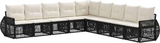 vidaXL Conjunto De Sof&aacute;s De Jard&iacute;n 9 Uds. Negro Y Blanco Crema Vidaxl