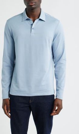 Robert Barakett Luciano Long Sleeve Twill Polo in Denim at Nordstrom Rack, Size Xx-Large